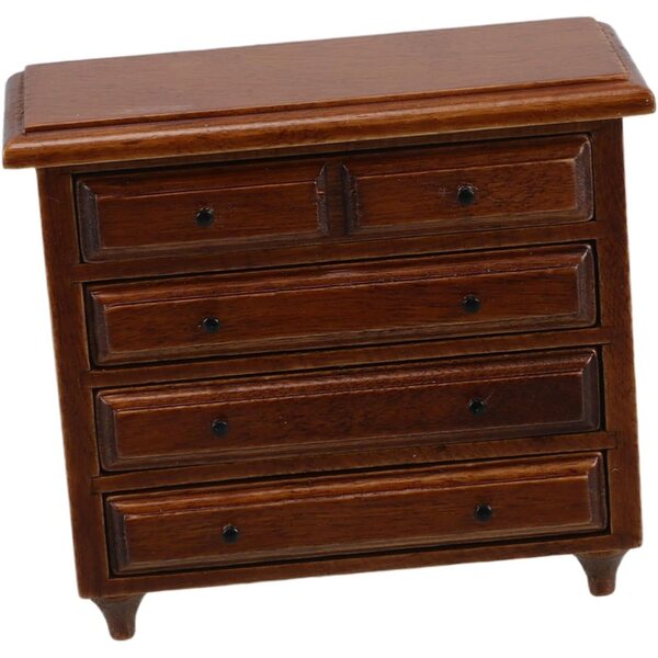 Mini Comò in Legno di Betulla con Cassetti Funzionali per Casa delle Bambole Vintage