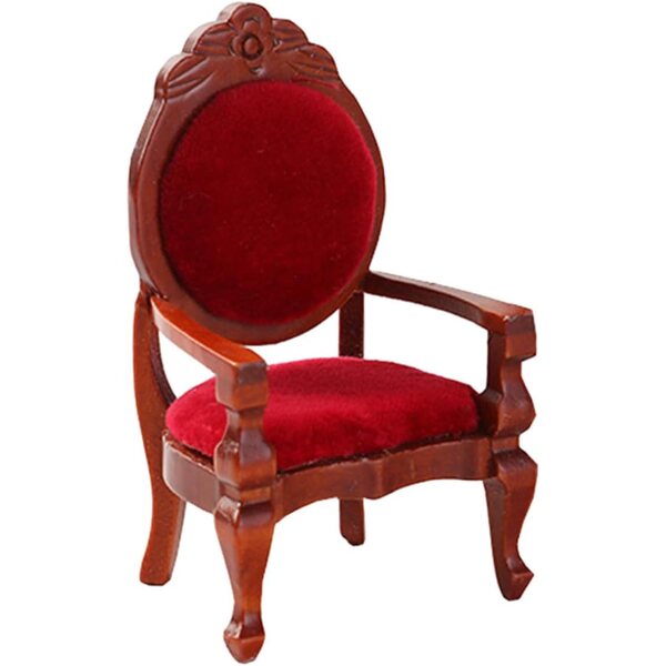Alasum Mini Sedia in Legno 1:12 per Casa delle Bambole, Design Intagliato Retrò