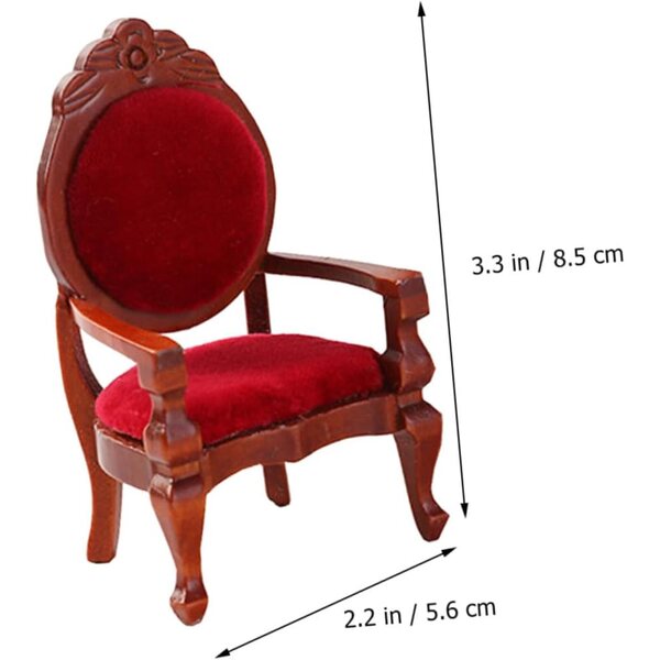 Alasum Mini Sedia in Legno 1:12 per Casa delle Bambole, Design Intagliato Retrò