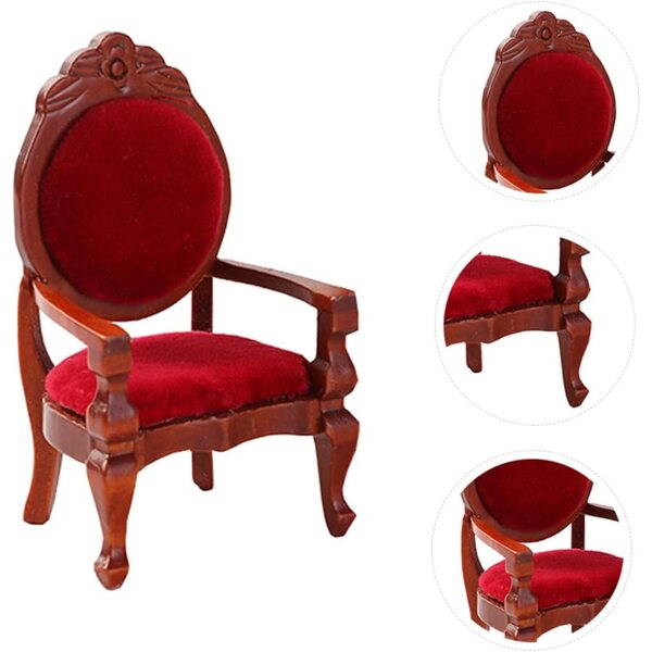 Alasum Mini Sedia in Legno 1:12 per Casa delle Bambole, Design Intagliato Retrò