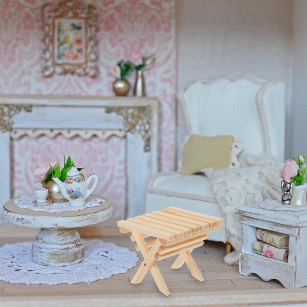 Mini tavolo in legno vintage 1:12 per casa di bambole, arredo decorativo e scenografie