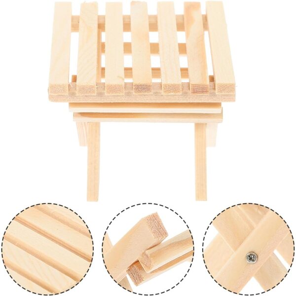 Mini tavolo in legno vintage 1:12 per casa di bambole, arredo decorativo e scenografie