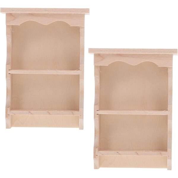 Armadietti Muro in Legno Massello Stile Giapponese Vintage per Casa Bambole 2 pezzi