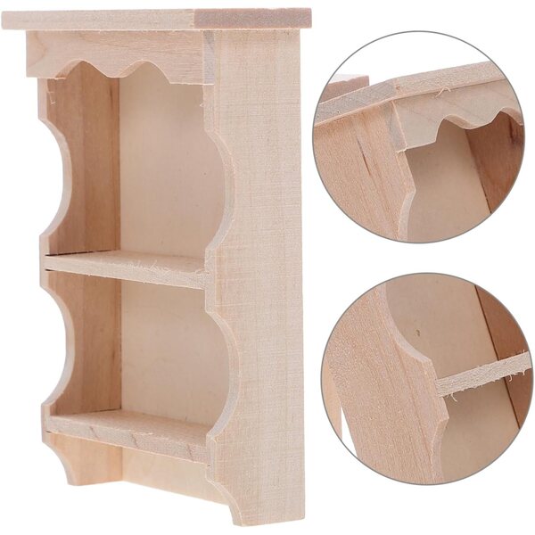 Armadietti Muro in Legno Massello Stile Giapponese Vintage per Casa Bambole 2 pezzi