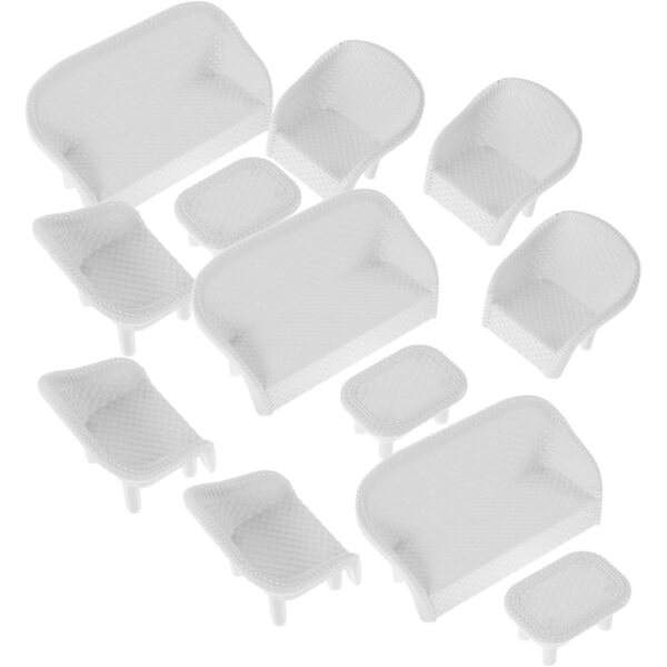 Set 3 Miniature Mobili per Casa delle Bambole in Plastica Bianca per Gioco Creativo