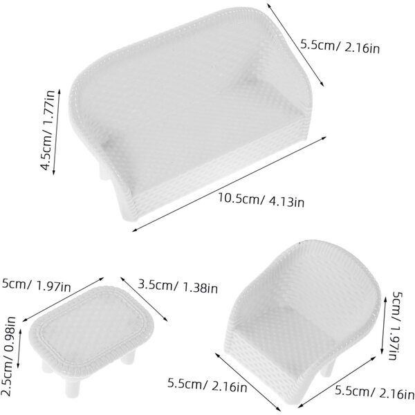 Set 3 Miniature Mobili per Casa delle Bambole in Plastica Bianca per Gioco Creativo
