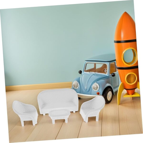 Set 3 Miniature Mobili per Casa delle Bambole in Plastica Bianca per Gioco Creativo