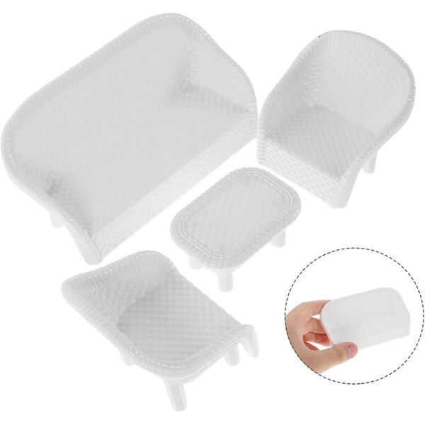 Set 3 Miniature Mobili per Casa delle Bambole in Plastica Bianca per Gioco Creativo
