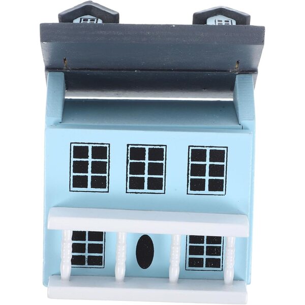 Blauer Mini-Schrank aus Holz für Puppenhaus 1:12 – dekorative Miniaturmöbel