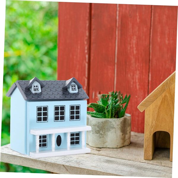 Blauer Mini-Schrank aus Holz für Puppenhaus 1:12 – dekorative Miniaturmöbel