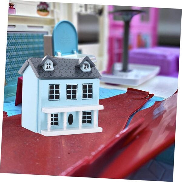 Blauer Mini-Schrank aus Holz für Puppenhaus 1:12 – dekorative Miniaturmöbel