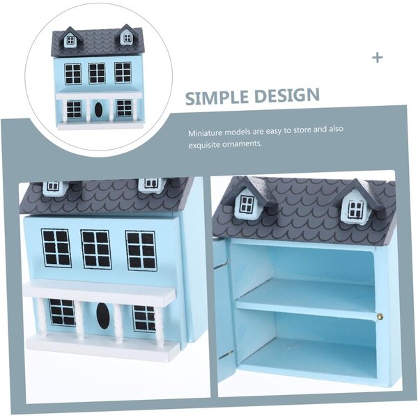 Blauer Mini-Schrank aus Holz für Puppenhaus 1:12 – dekorative Miniaturmöbel