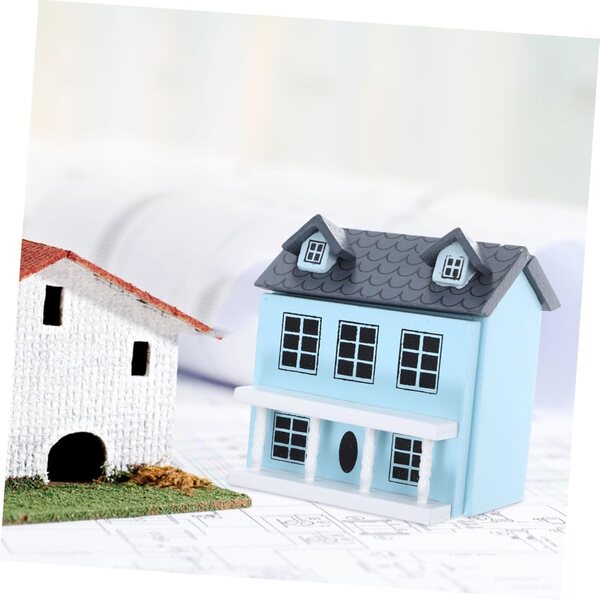 Blauer Mini-Schrank aus Holz für Puppenhaus 1:12 – dekorative Miniaturmöbel