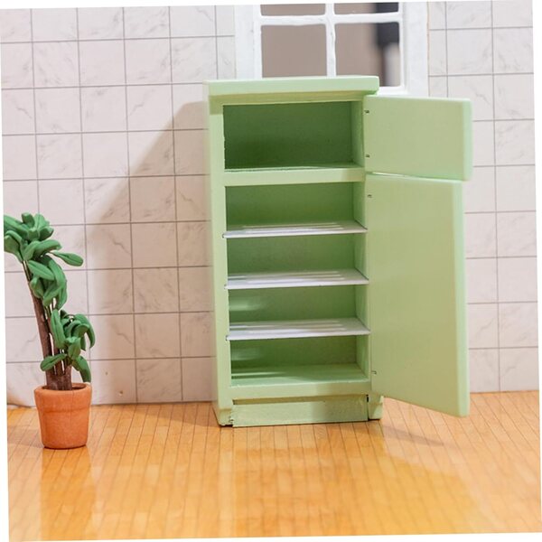 1/12 Grüner Holzkühlschrank im Retro-Stil für Puppenhaus – SunaOmni