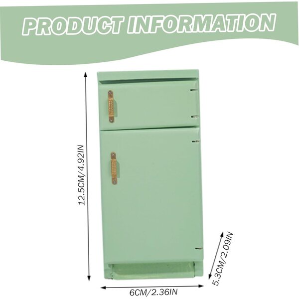 1/12 Grüner Holzkühlschrank im Retro-Stil für Puppenhaus – SunaOmni