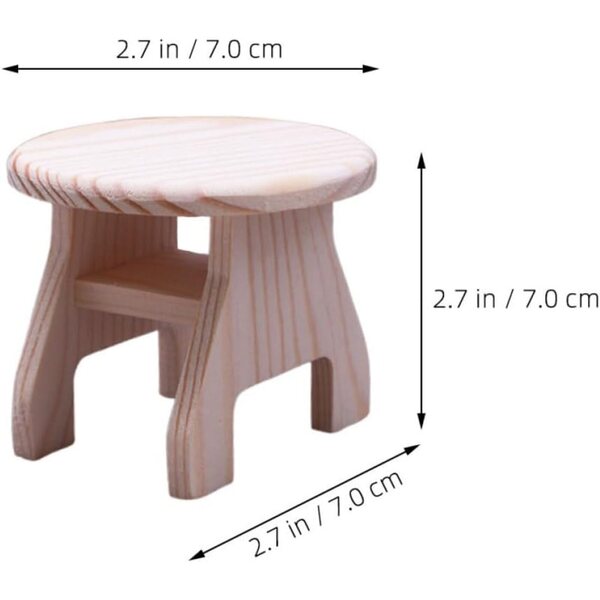 Tavolino Rotondo Miniatura in Legno per Casa delle Bambole, Compatto e Decorativo