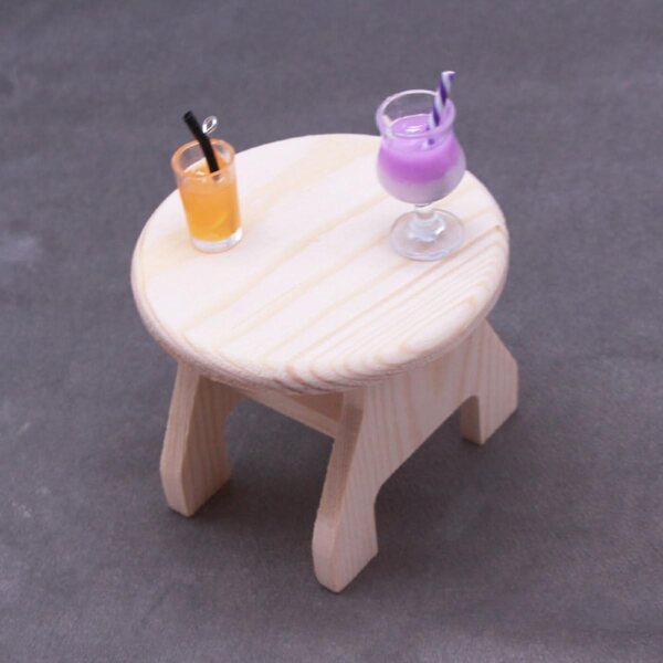 Tavolino Rotondo Miniatura in Legno per Casa delle Bambole, Compatto e Decorativo