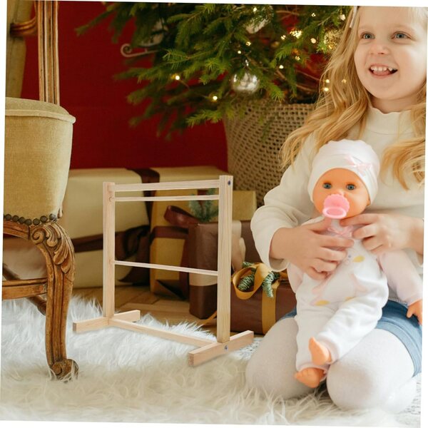 Mini porta abiti in legno per casa delle bambole, organizer versatile e design elegante