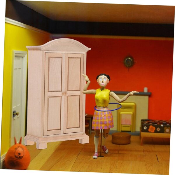 Mini Placard in Legno per Casa delle Bambole - Mobilio Miniatura Beige 15,9x9,3x4,2 cm