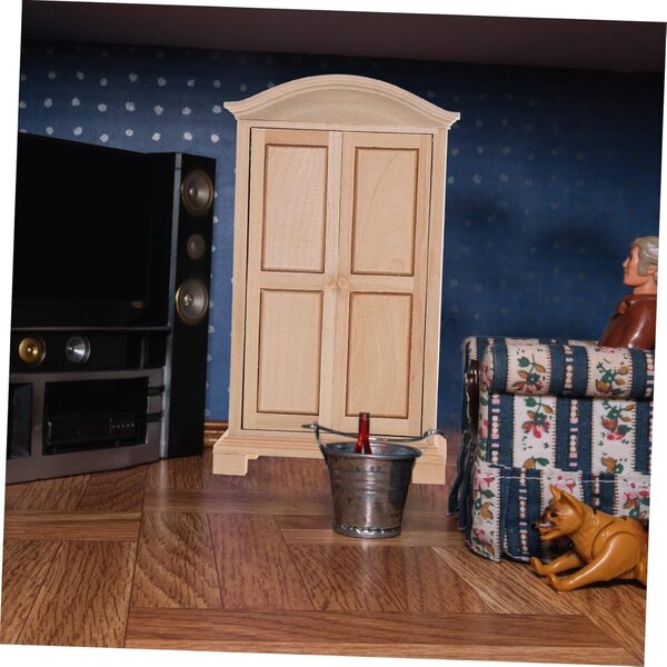 Mini Placard in Legno per Casa delle Bambole - Mobilio Miniatura Beige 15,9x9,3x4,2 cm