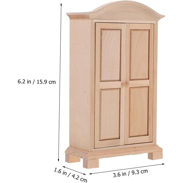 Mini Placard in Legno per Casa delle Bambole - Mobilio Miniatura Beige 15,9x9,3x4,2 cm