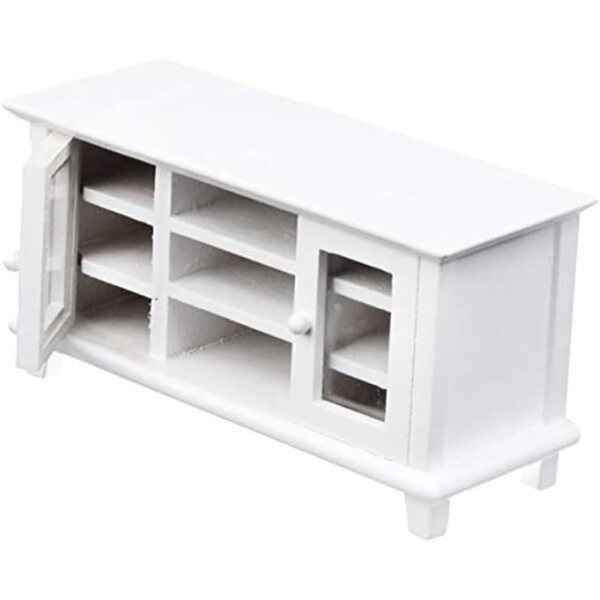 Miniatur-TV-Schrank aus weißem Kunststoff für Puppenhaus im Maßstab 1:12