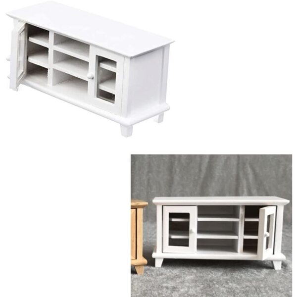Miniatur-TV-Schrank aus weißem Kunststoff für Puppenhaus im Maßstab 1:12