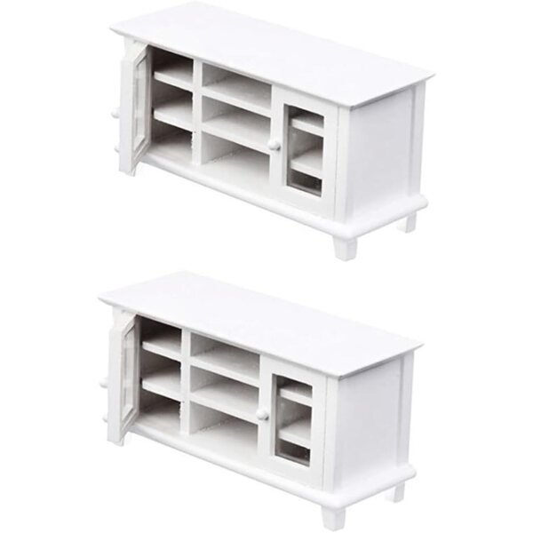 Miniatur-TV-Schrank aus weißem Kunststoff für Puppenhaus im Maßstab 1:12