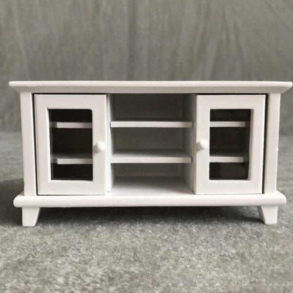 Miniatur-TV-Schrank aus weißem Kunststoff für Puppenhaus im Maßstab 1:12