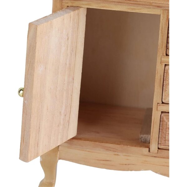 Mobile in miniatura in legno di quercia per casa delle bambole a doppia porta, scala 1:12