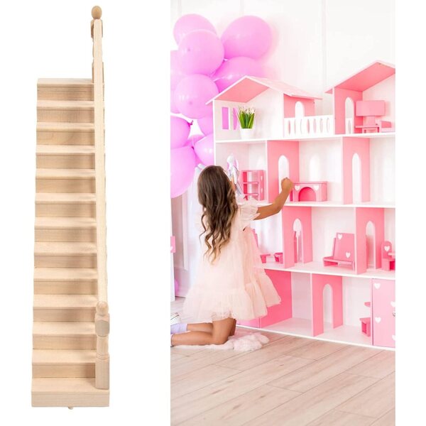 Schody in legno di betulla per casa delle bambole Culnflun scala 1/12, lucide e rifinite