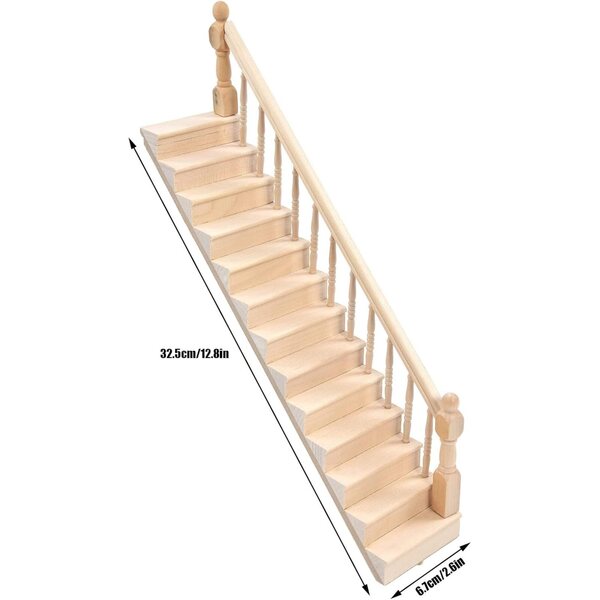 Schody in legno di betulla per casa delle bambole Culnflun scala 1/12, lucide e rifinite