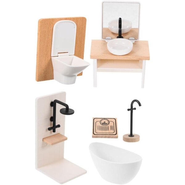 Mini-Badezimmermöbel-Set aus Holz und Kunststoff für ORFOFE-Puppenhäuser