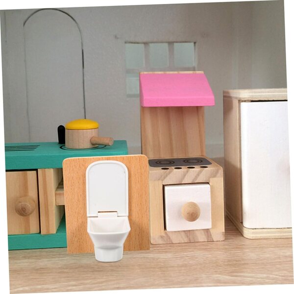 Mini-Badezimmermöbel-Set aus Holz und Kunststoff für ORFOFE-Puppenhäuser