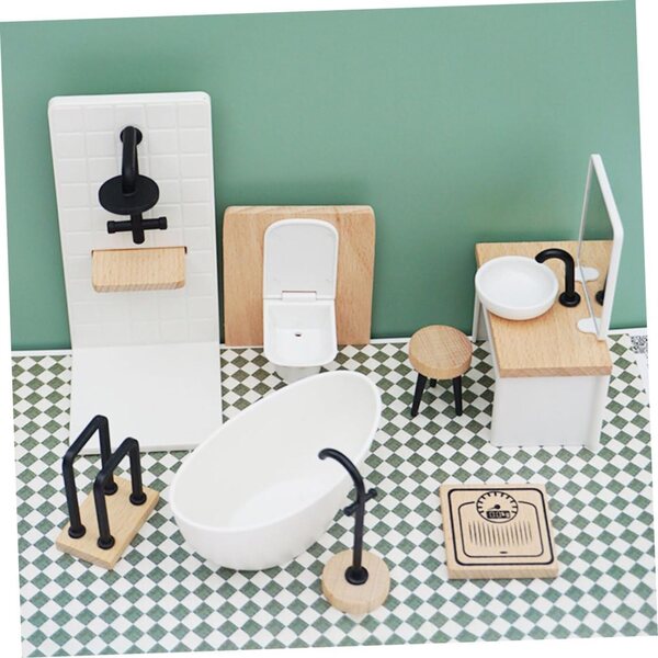 Mini-Badezimmermöbel-Set aus Holz und Kunststoff für ORFOFE-Puppenhäuser