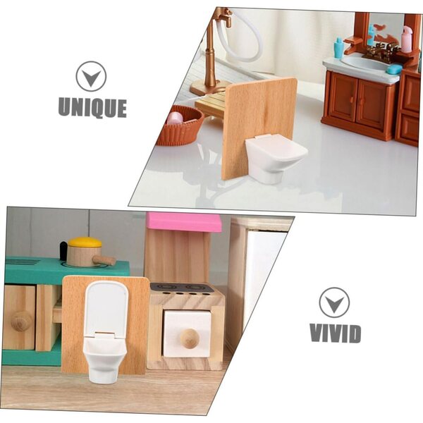 Mini-Badezimmermöbel-Set aus Holz und Kunststoff für ORFOFE-Puppenhäuser