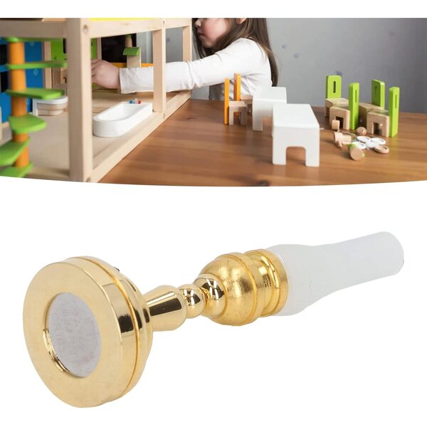 1:12 Miniatur-Tischlampe aus Metall mit LED, Retro-Lampenschirm „Frozen“ für Puppenhaus