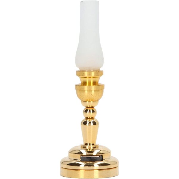 1:12 Miniatur-Tischlampe aus Metall mit LED, Retro-Lampenschirm „Frozen“ für Puppenhaus