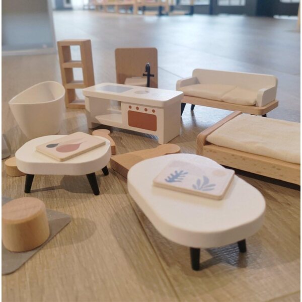 Buxibo Houten Poppenhuis in Legno con Mobili - Casetta per Bambole Stile Barbie