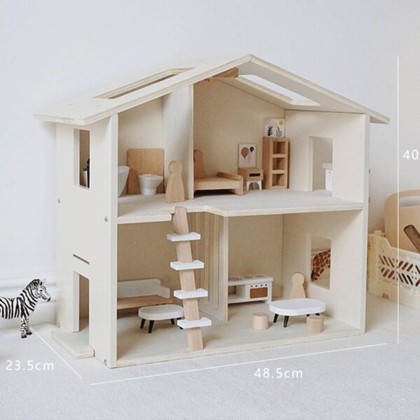 Buxibo Houten Poppenhuis in Legno con Mobili - Casetta per Bambole Stile Barbie