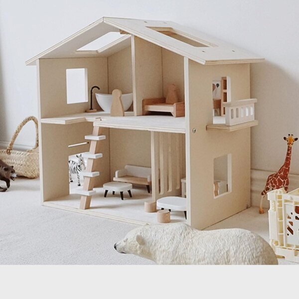 Buxibo Houten Poppenhuis in Legno con Mobili - Casetta per Bambole Stile Barbie