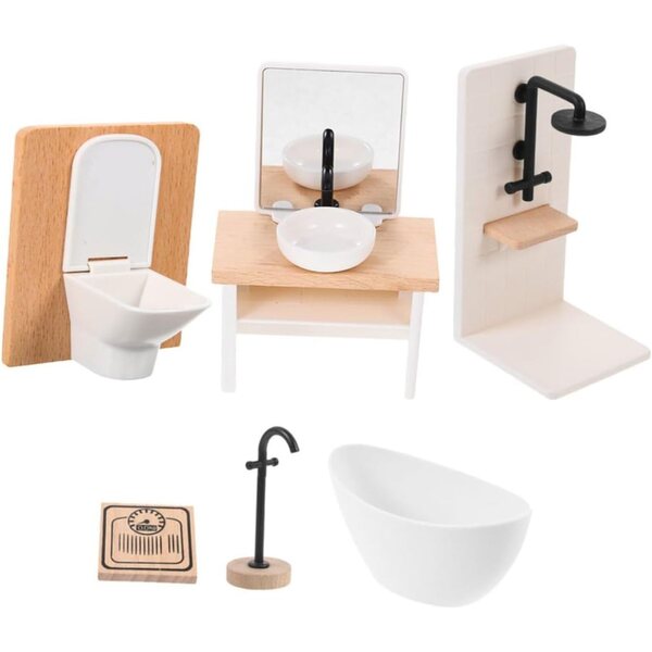 Alasum Badezimmer-Set, 1:12 Puppenhaus, 6 Miniatur-Zubehörteile für pädagogisches Spielen