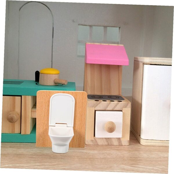 Alasum Badezimmer-Set, 1:12 Puppenhaus, 6 Miniatur-Zubehörteile für pädagogisches Spielen