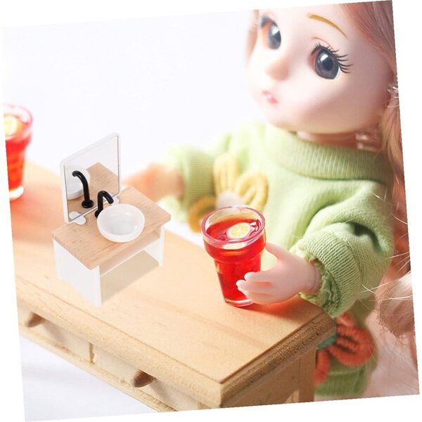 Alasum Badezimmer-Set, 1:12 Puppenhaus, 6 Miniatur-Zubehörteile für pädagogisches Spielen