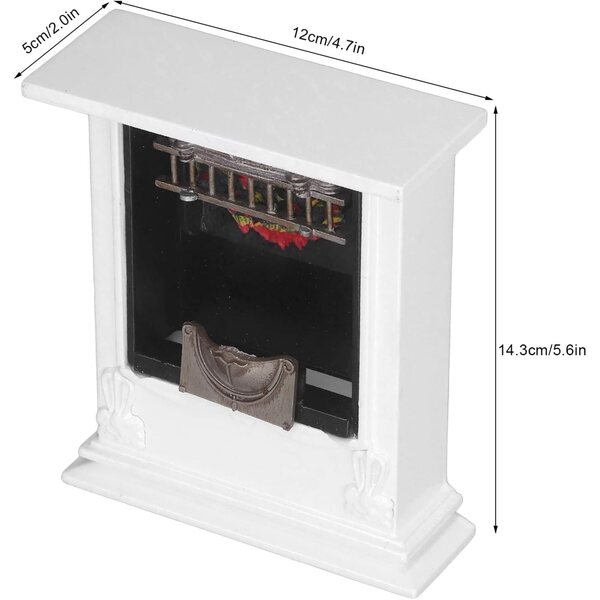 Cheminée Miniatur 1:12 für Puppenhaus, realistische Dekoration aus Birke und Kunststoff
