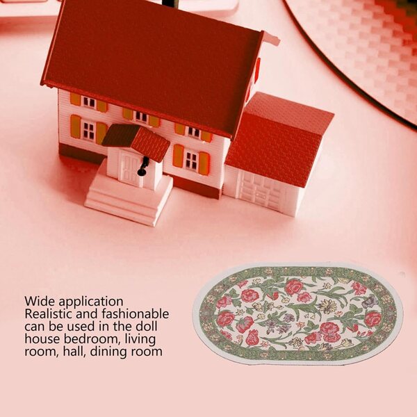 Srliya Mini-Vintage-Teppich, 1:12, ovaler Stoff für Puppenhaus, 15 cm