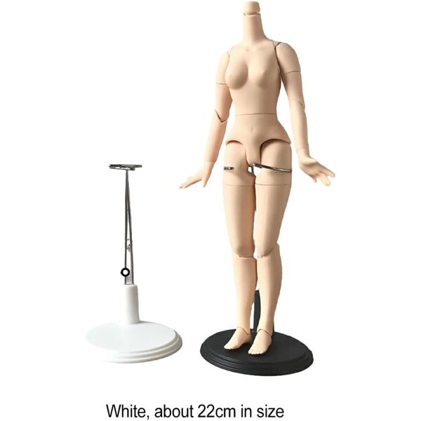 Support regolabile per bambole in plastica bianca, stabile, leggero, 22 cm