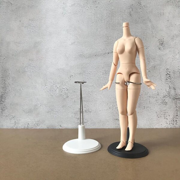 Support regolabile per bambole in plastica bianca, stabile, leggero, 22 cm