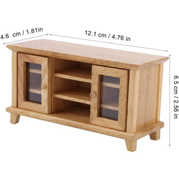 Meuble TV Miniature en Bois 1:12 per Casa delle Bambole - Decorazione Realistica