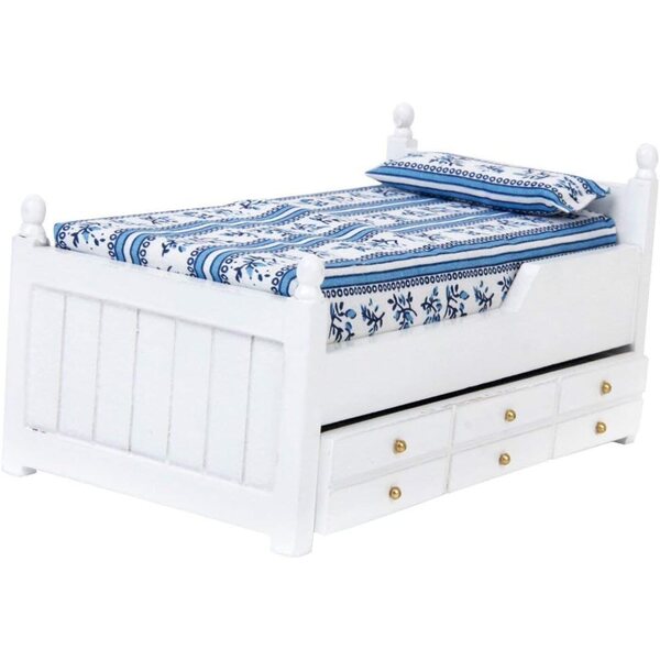 Letto con Cassetto Miniatura 1/12 per Casa delle Bambole di Inzopo